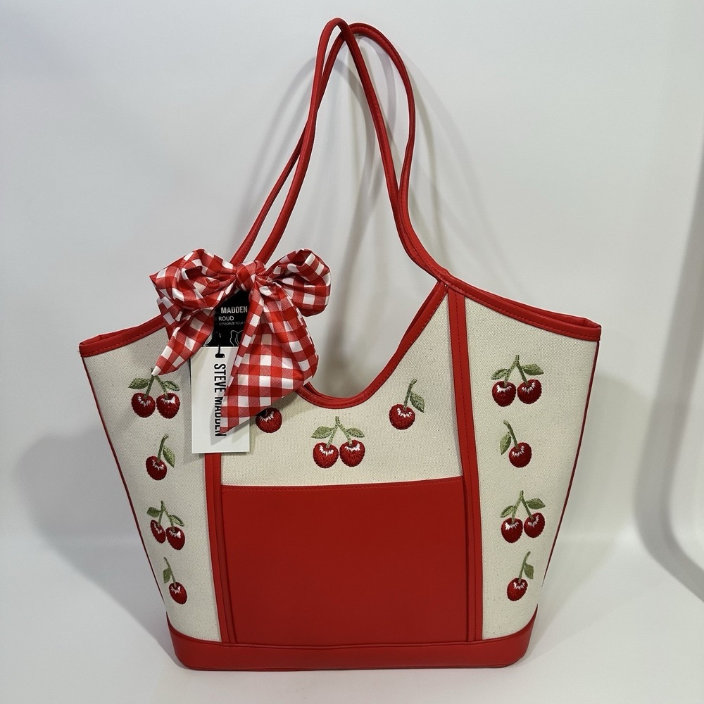 STEVE MADDEN BPROUD LARGE "CHERRIES" TOTE/SHOULDER BAG RED MULTI NWT - Picture 2 of 10